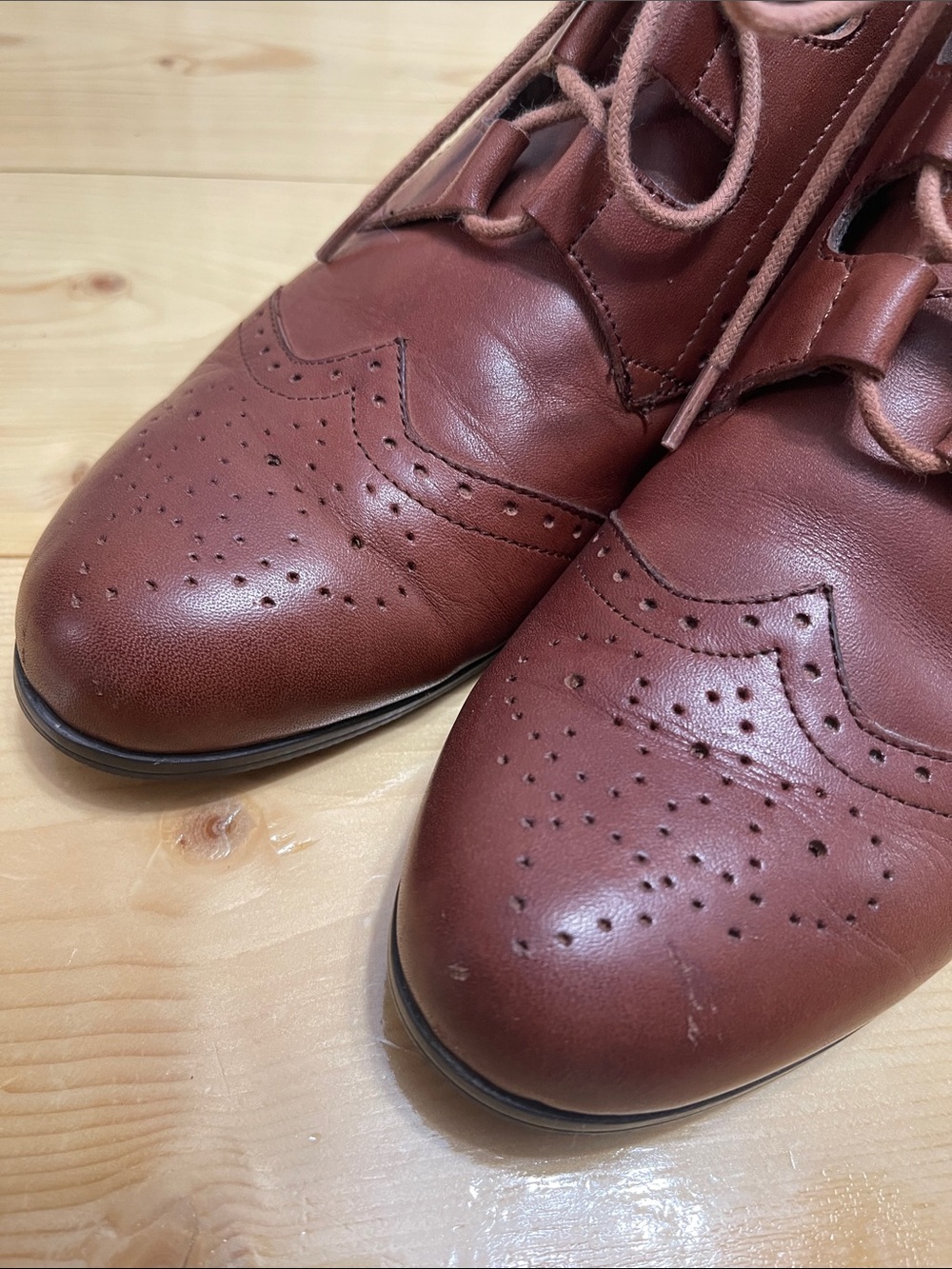 NWOT Vintage G.H. Bass & Co Cognac Leather Wingtip Oxford Lace-up Boots 9.5 - Picture 5 of 17